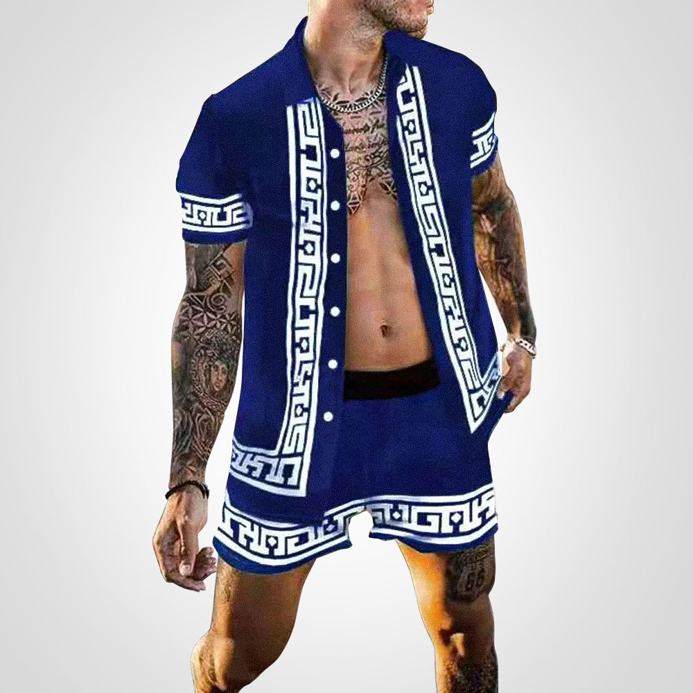 Zweiteiliges Set aus kurzärmeligem Hemd und weiten Shorts