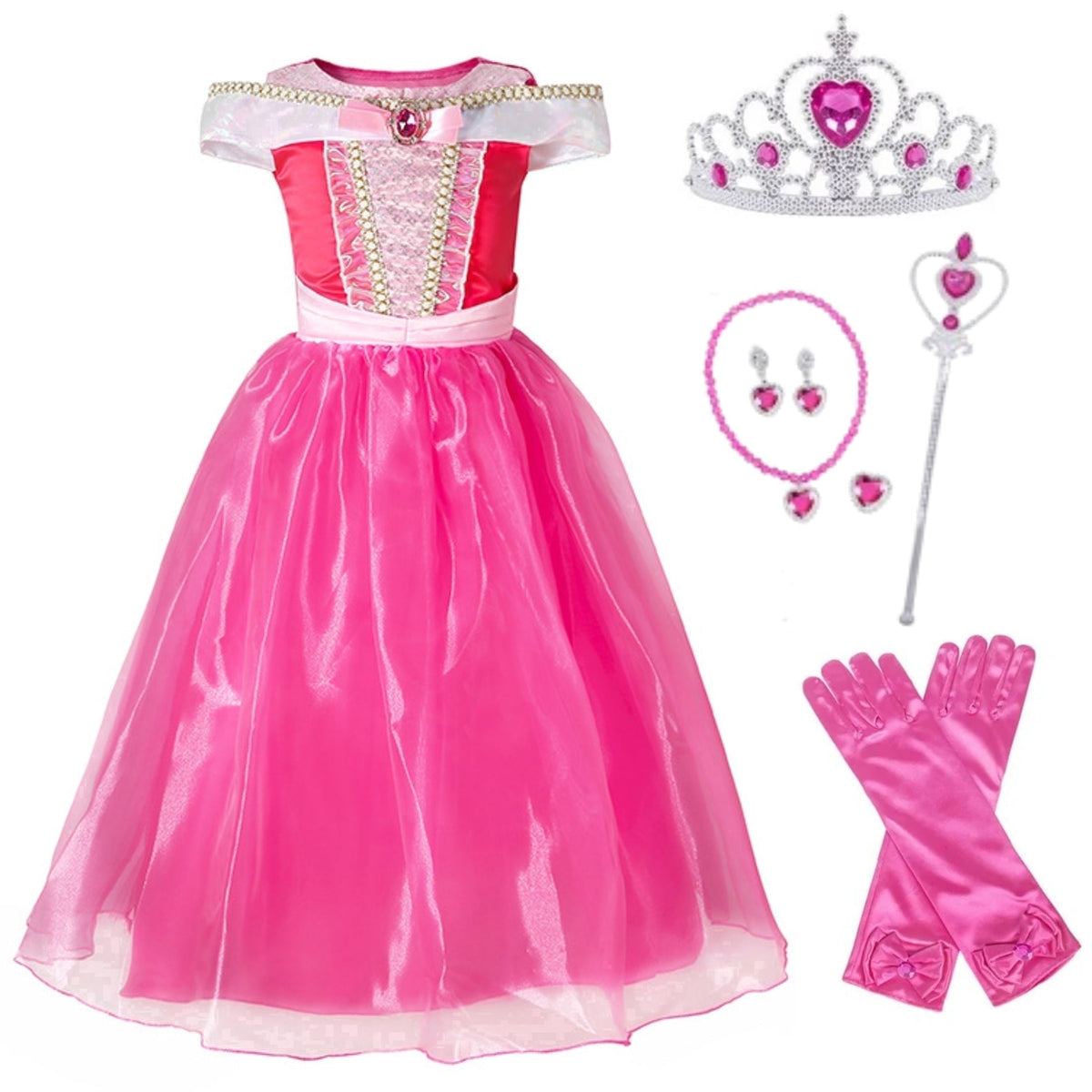 Rosa Prinzessin Halloween- und Fasnachtskostüm-Set für Mädchen