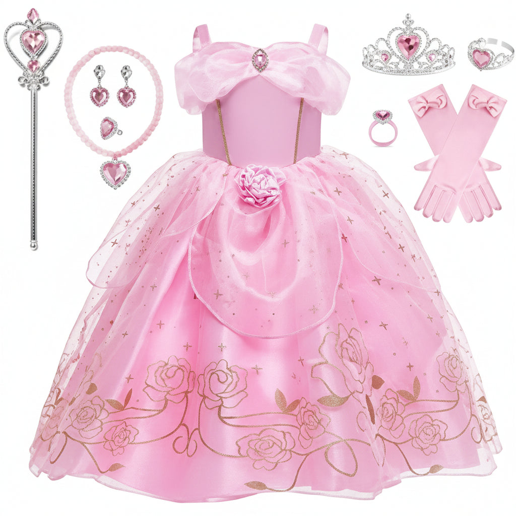 Rosa Prinzessin Halloween- und Fasnachtskostüm-Set für Mädchen