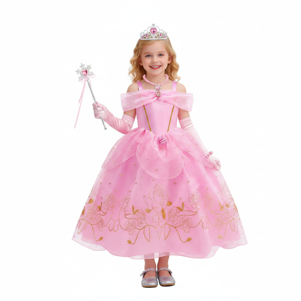 Rosa Prinzessin Halloween- und Fasnachtskostüm-Set für Mädchen