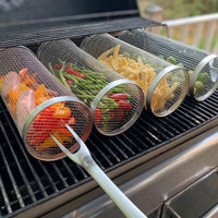 Grillkorb aus Edelstahl - 360° drehbar für gleichmässiges Garen