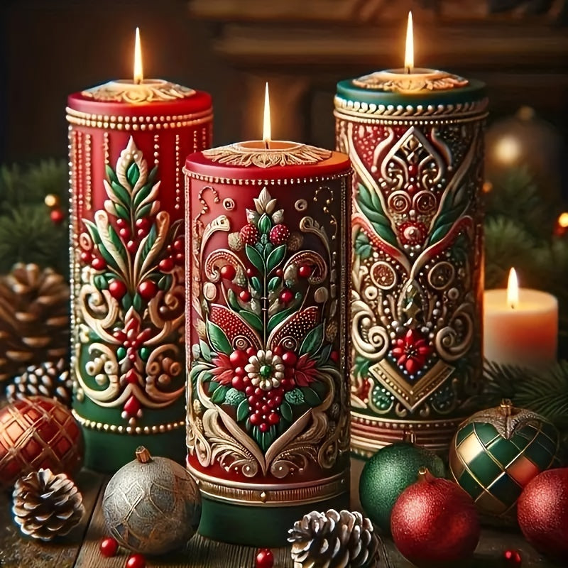 Rustikale Weihnachtskerze für festliche Kamindekoration