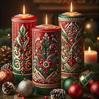 Rustikale Weihnachtskerze für festliche Kamindekoration