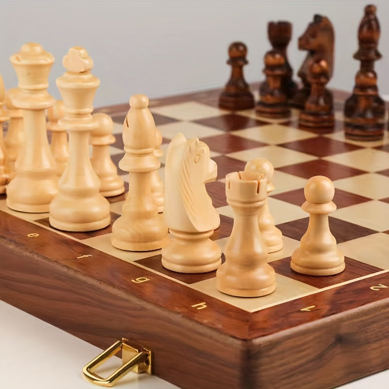 Schachspiel aus Holz | Handgefertigtes Nussbaum-Schachbrett mit hochwertigen Spielfiguren