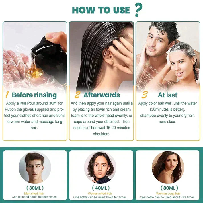 Schwarzes Haarfärbe-Shampoo (ayurvedisch, ohne Nebenwirkungen)