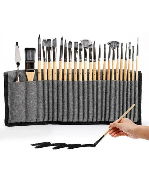 Professionelles Künstlerpinsel-Set mit natürlichen Holzgriffen
