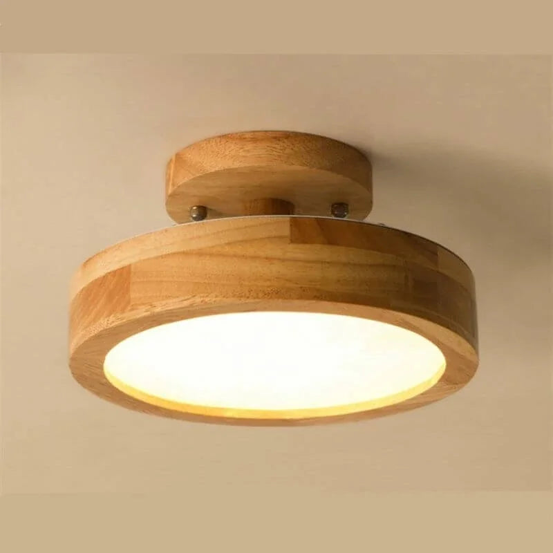 Skandinavische LED-Deckenleuchte mit Holzoberfläche