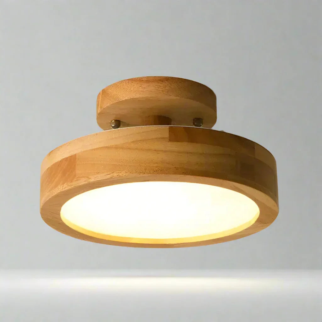 Skandinavische LED-Deckenleuchte mit Holzoberfläche