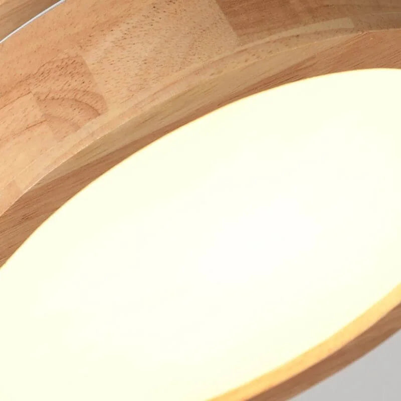Skandinavische LED-Deckenleuchte mit Holzoberfläche