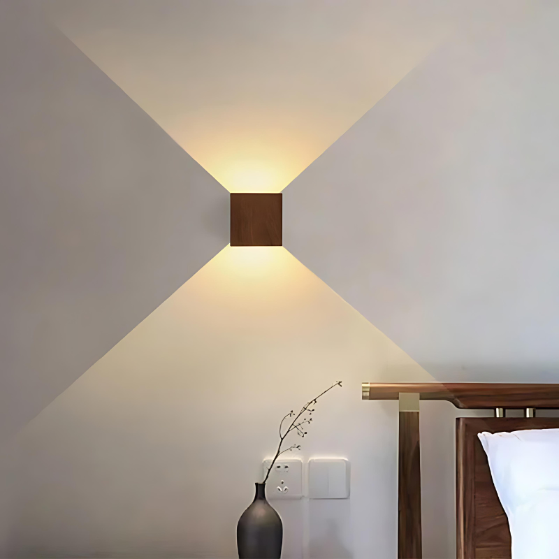 LED-Wandlampe im skandinavischen Stil aus Naturholz – minimalistische Wandleuchte für Schlafzimmer und Wohnzimmer