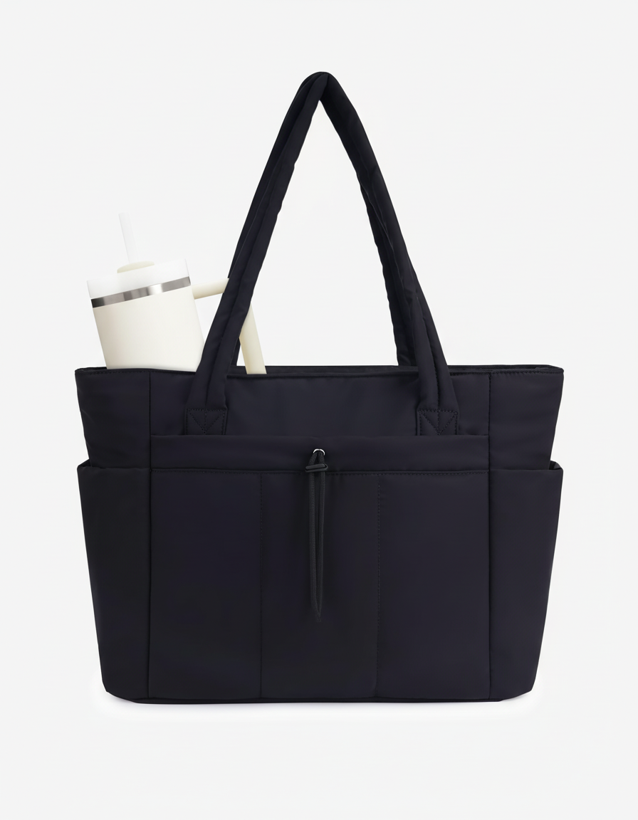 Vielseitige Damen-Schultertasche mit integriertem Getränkehalter