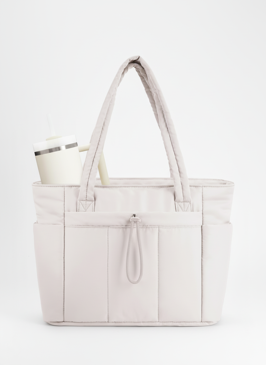 Vielseitige Damen-Schultertasche mit integriertem Getränkehalter