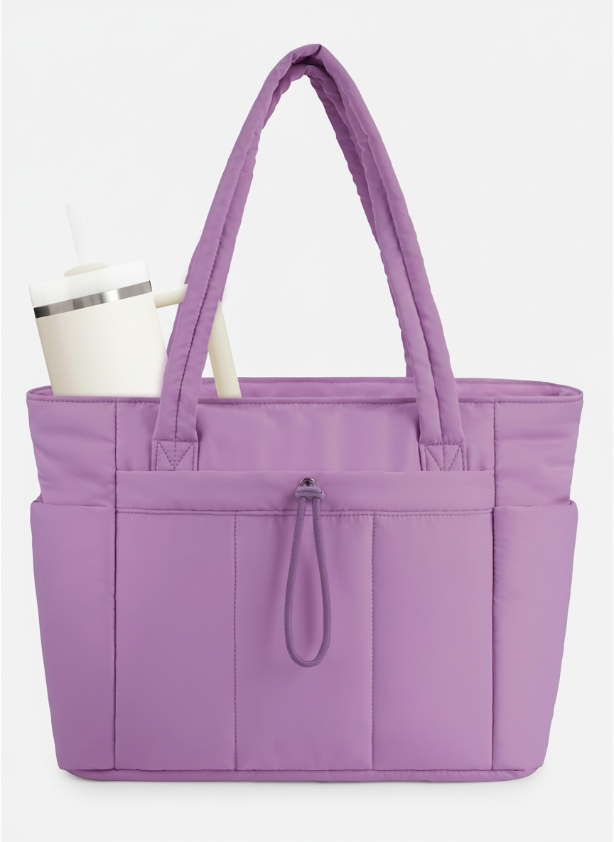Vielseitige Damen-Schultertasche mit integriertem Getränkehalter