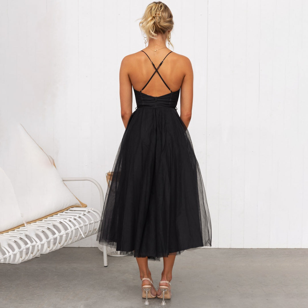A-Linien-Damenkleid mit Spaghettiträgern