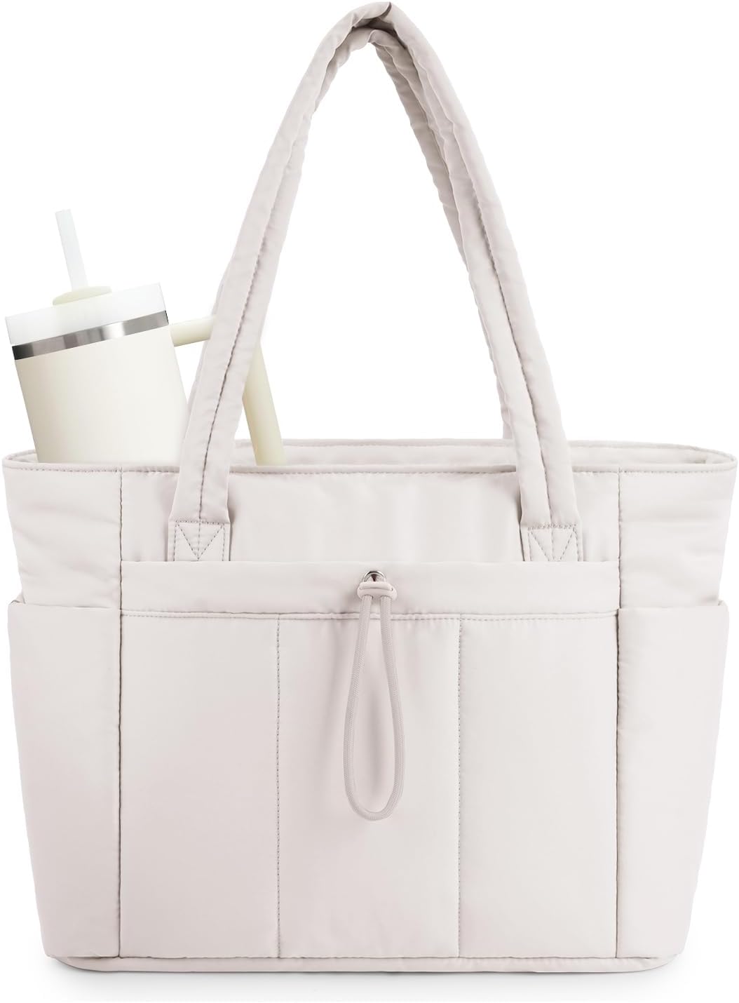 Gesteppte Puffer-Schultertasche mit Laptopfach und Flaschenhalter