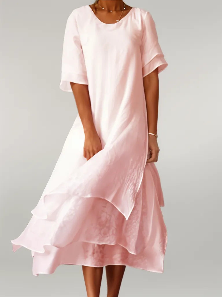 Stufenförmiges Damen-Midikleid in A-Linie