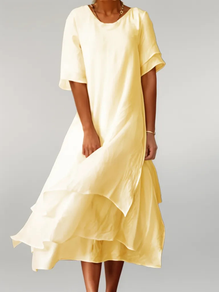 Stufenförmiges Damen-Midikleid in A-Linie