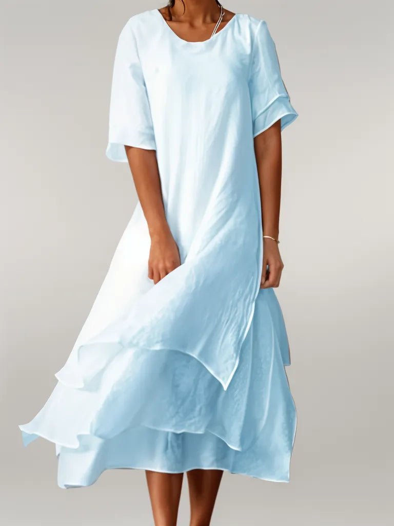 Stufenförmiges Damen-Midikleid in A-Linie