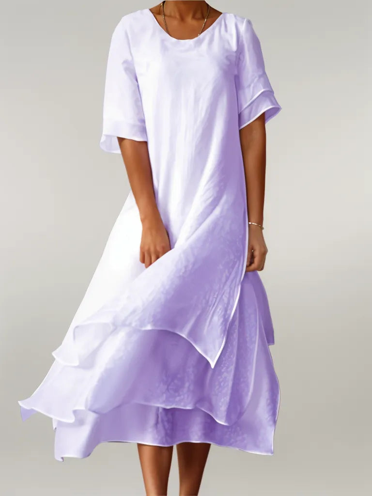 Stufenförmiges Damen-Midikleid in A-Linie
