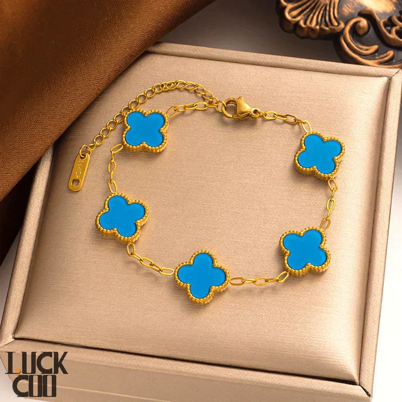 Glücksbringendes vierblättriges Kleeblatt-Armband