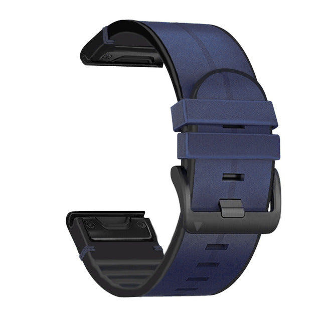 Silikon-Leder-Uhrenarmband für Garmin Fenix 8 7X 7 5X 5 6 Modelle