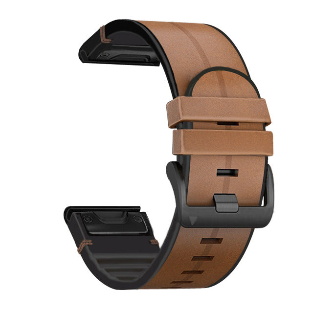 Silikon-Leder-Uhrenarmband für Garmin Fenix 8 7X 7 5X 5 6 Modelle