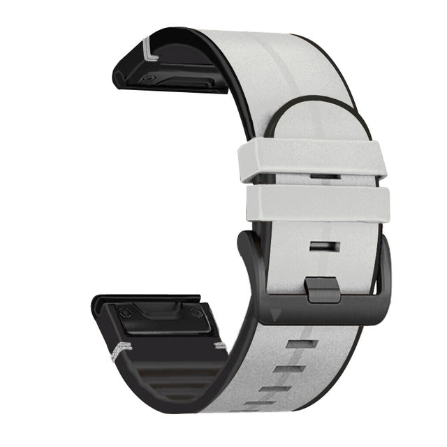 Silikon-Leder-Uhrenarmband für Garmin Fenix 8 7X 7 5X 5 6 Modelle