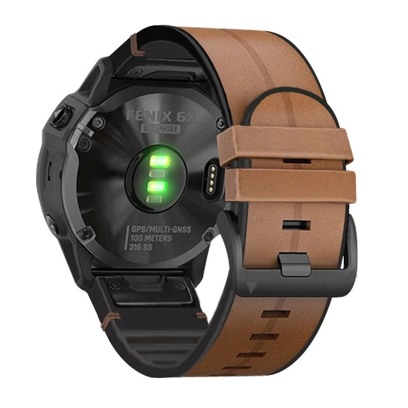 Silikon-Leder-Uhrenarmband für Garmin Fenix 8 7X 7 5X 5 6 Modelle