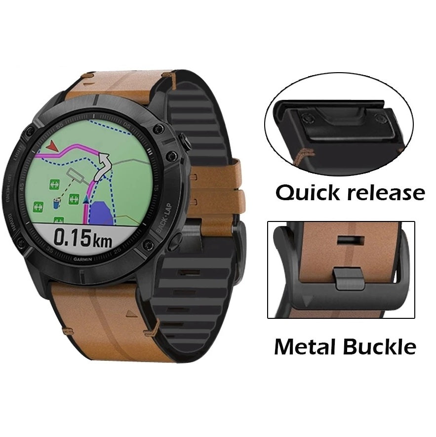 Silikon-Leder-Uhrenarmband für Garmin Fenix 8 7X 7 5X 5 6 Modelle
