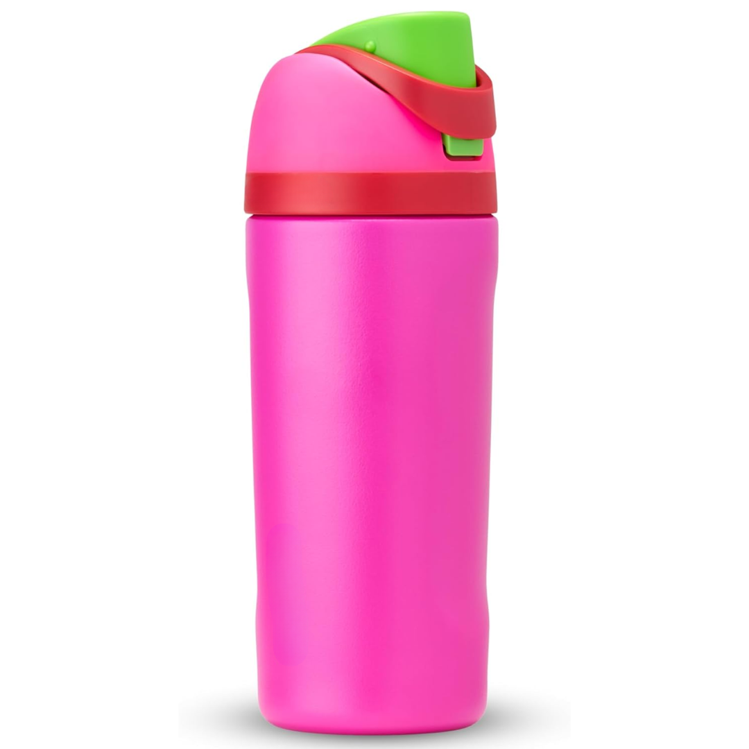 Auslaufsichere, isolierte Edelstahl-Trinkflasche mit Strohhalm - BPA-frei