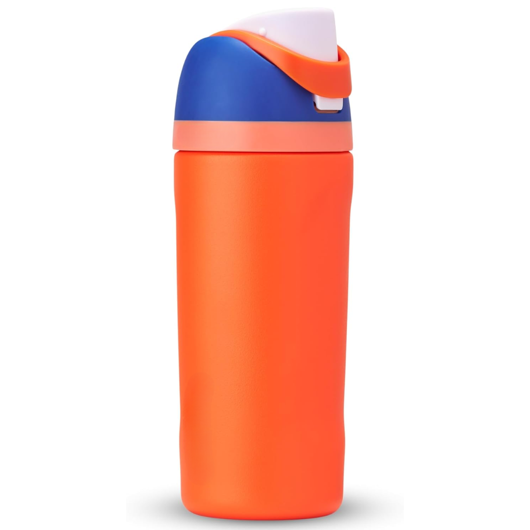 Auslaufsichere, isolierte Edelstahl-Trinkflasche mit Strohhalm - BPA-frei