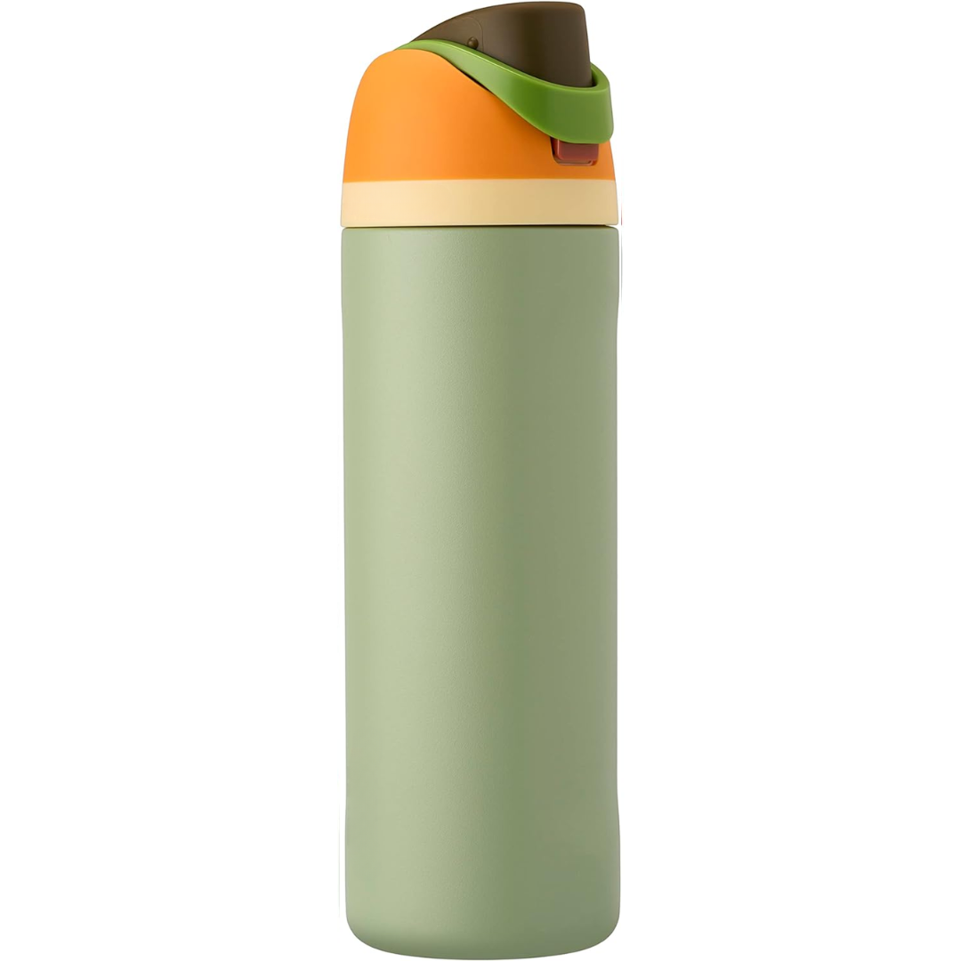 Auslaufsichere, isolierte Edelstahl-Trinkflasche mit Strohhalm - BPA-frei