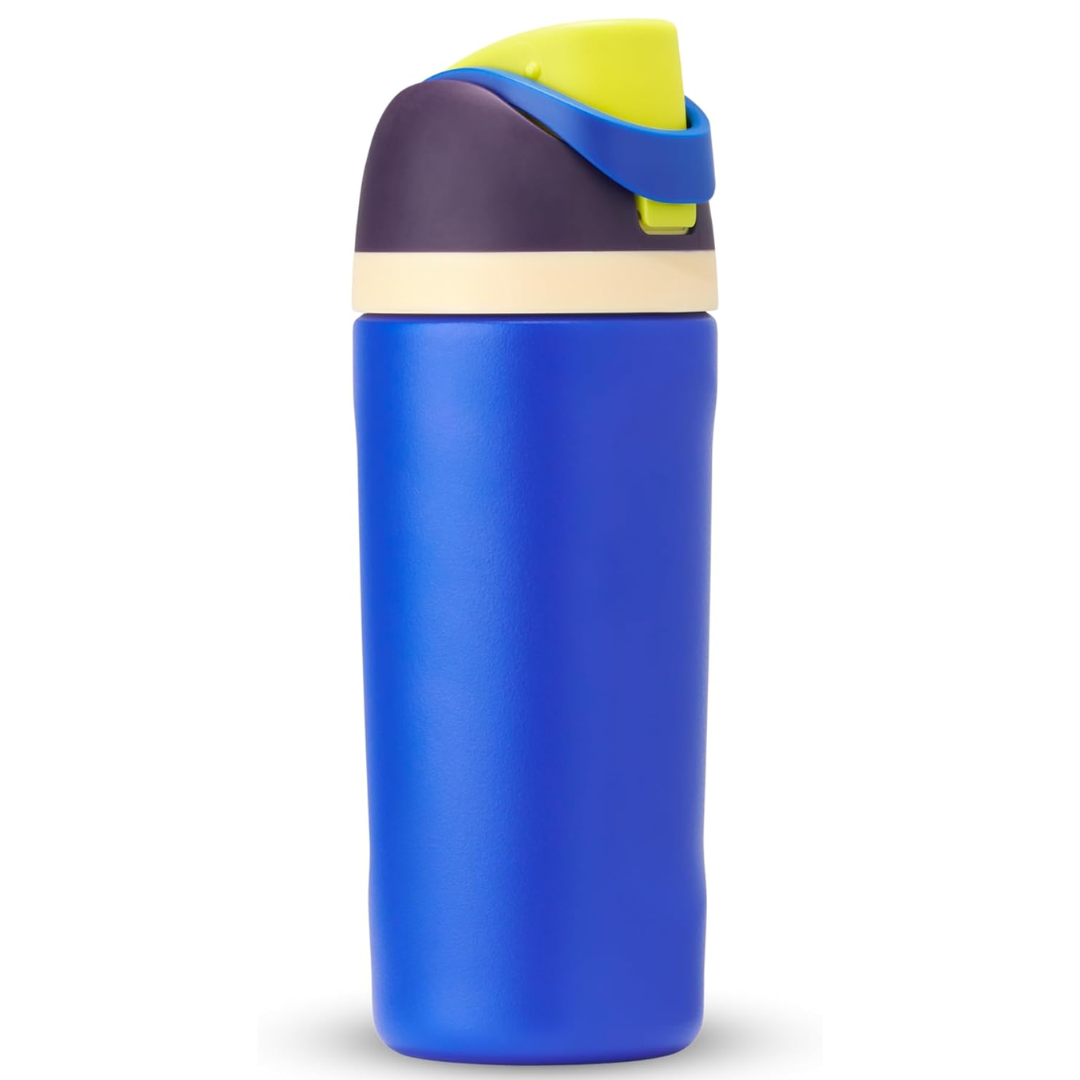 Auslaufsichere, isolierte Edelstahl-Trinkflasche mit Strohhalm - BPA-frei