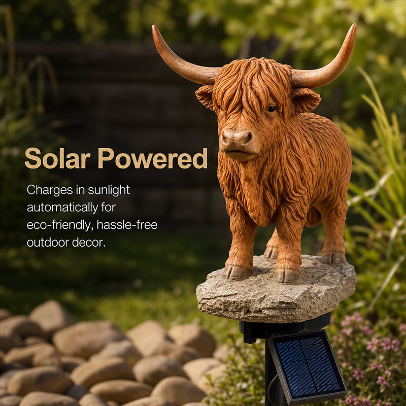Solar Schottisches Hochlandrind Garten-Dekoleuchte