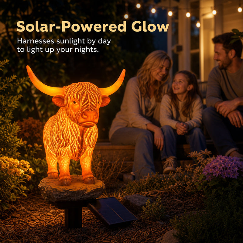 Solar Schottisches Hochlandrind Garten-Dekoleuchte