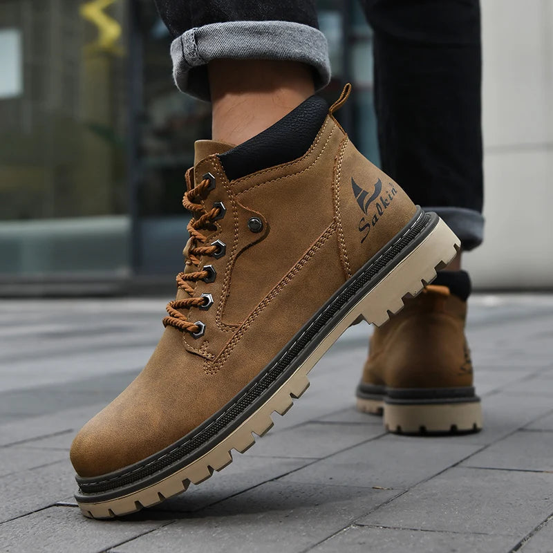 Winter-Herrenstiefel | Leder-Wanderstiefel für winterliche Bedingungen