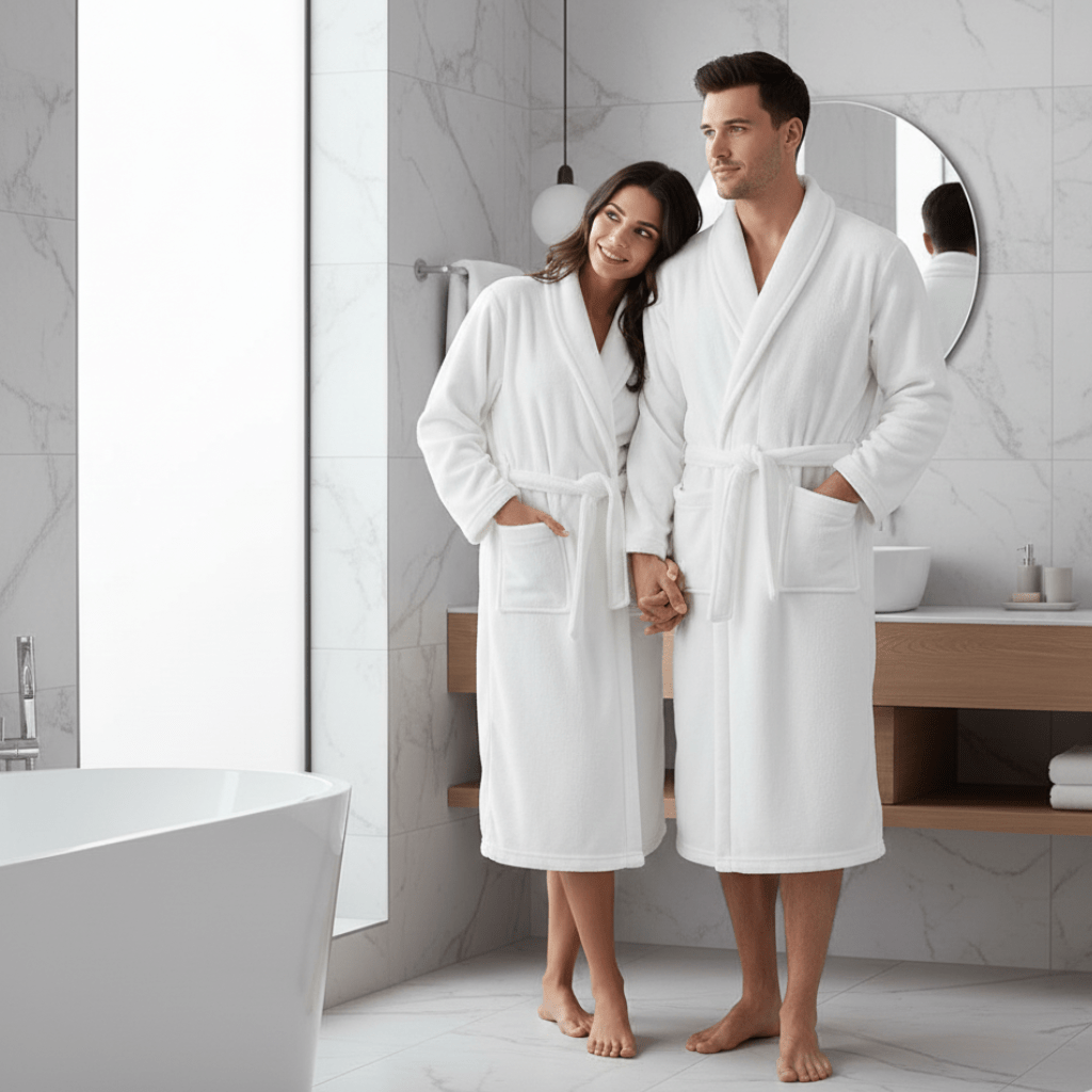 Winter-Bademantel mit Gürtel und langen Ärmeln für Damen und Herren