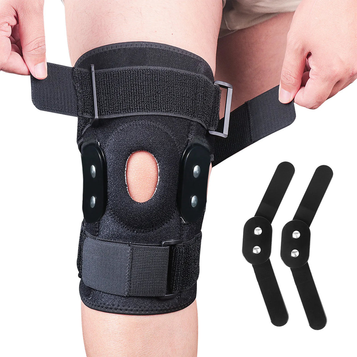 Knieorthese mit Gelenk und verstellbaren Gurten - stabilisierende Unterstützung