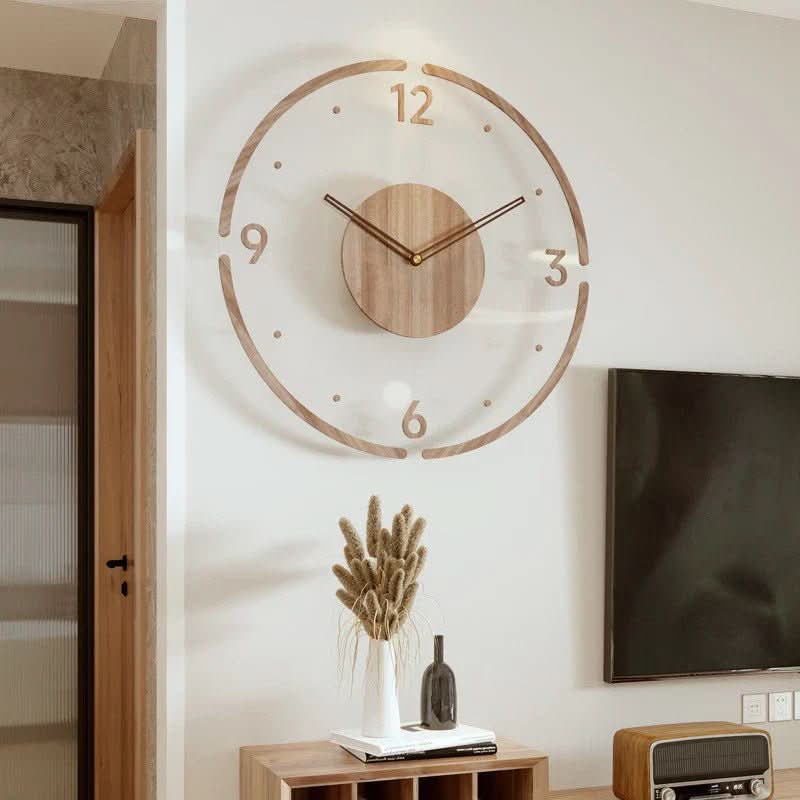 Wanduhr aus Naturholz - leiser Betrieb - skandinavisches Design - minimalistische Heimdekoration
