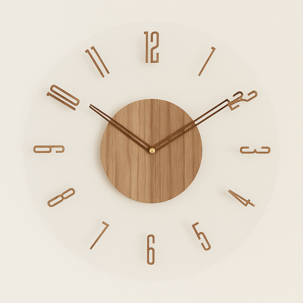 Wanduhr aus Naturholz - leiser Betrieb - skandinavisches Design - minimalistische Heimdekoration