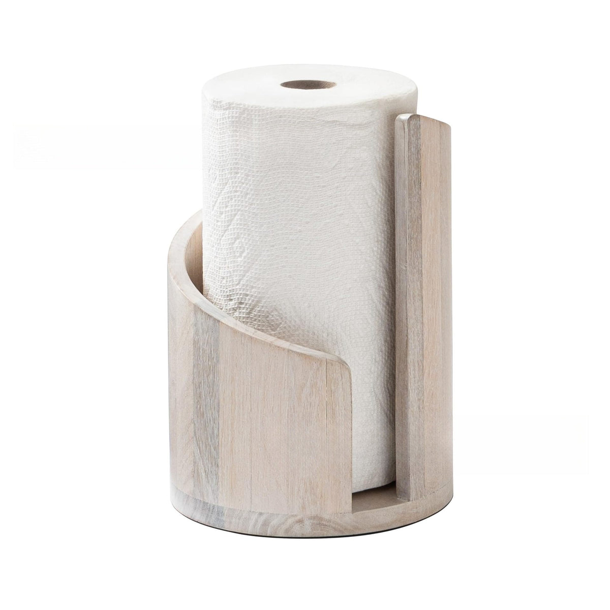 Küchenrollenhalter aus Naturholz mit stabilem Gummiboden