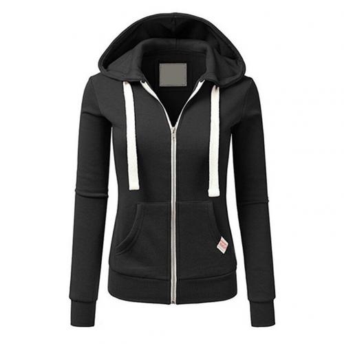 Eng anliegender Damen-Kapuzenpullover mit Reissverschluss