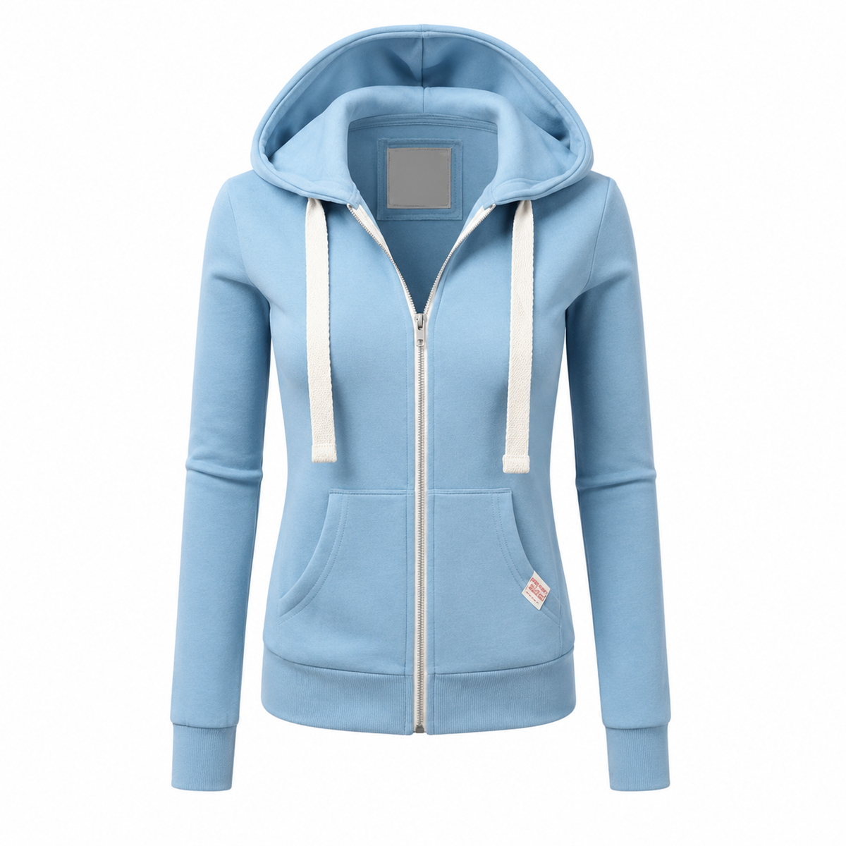 Eng anliegender Damen-Kapuzenpullover mit Reissverschluss