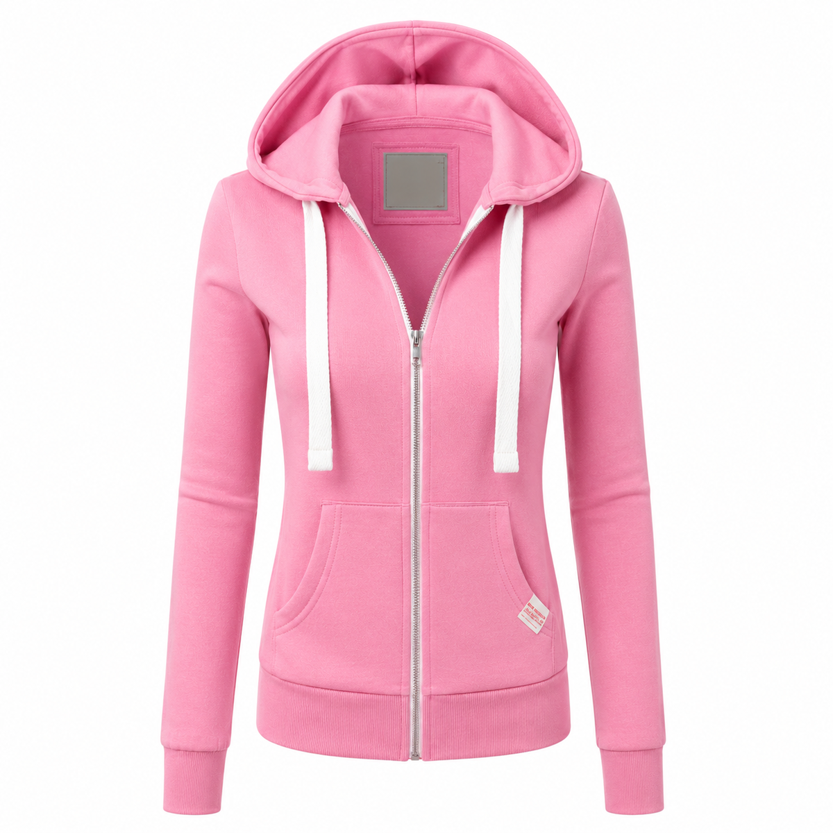 Eng anliegender Damen-Kapuzenpullover mit Reissverschluss