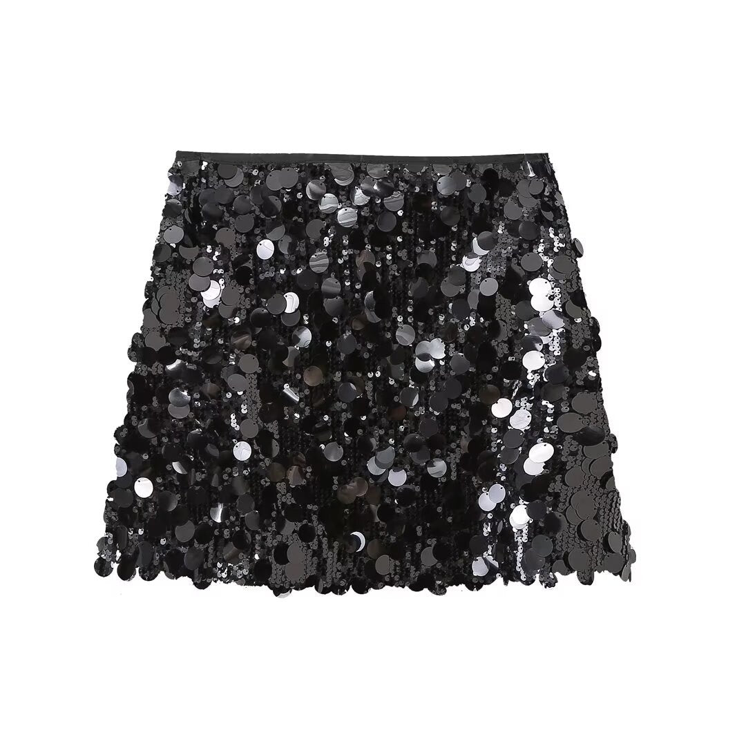 Eng anliegender Damen-Pailletten-Minirock