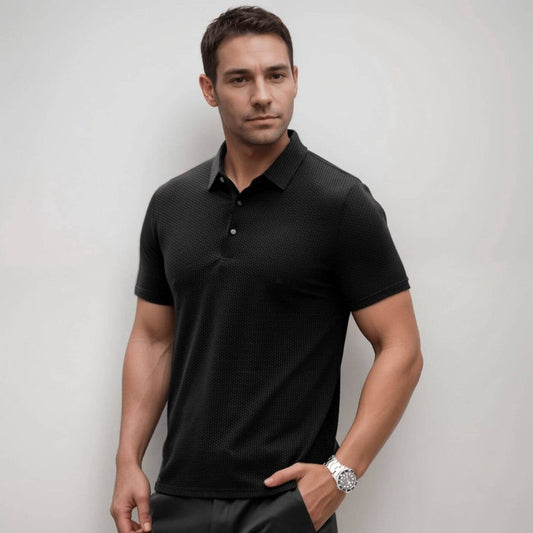 Texturiertes klassisch geschnittenes Herren-Poloshirt