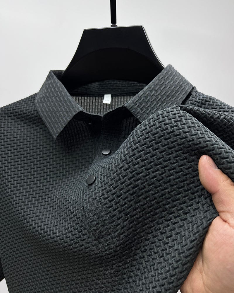 Texturiertes klassisch geschnittenes Herren-Poloshirt