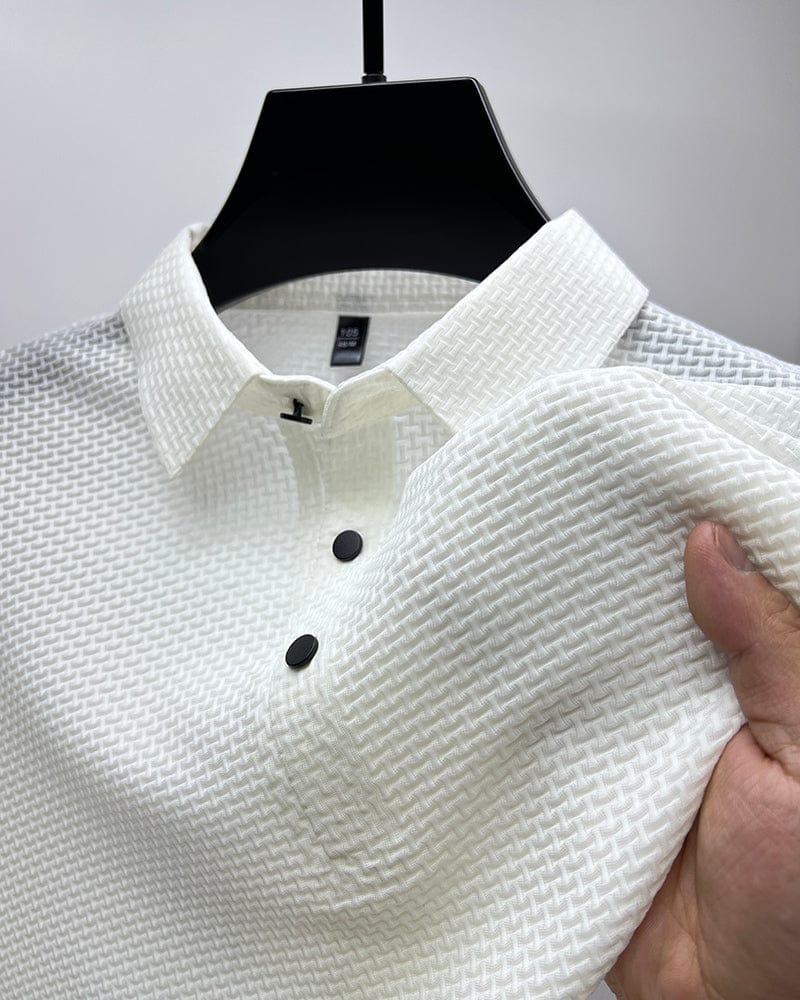 Texturiertes klassisch geschnittenes Herren-Poloshirt