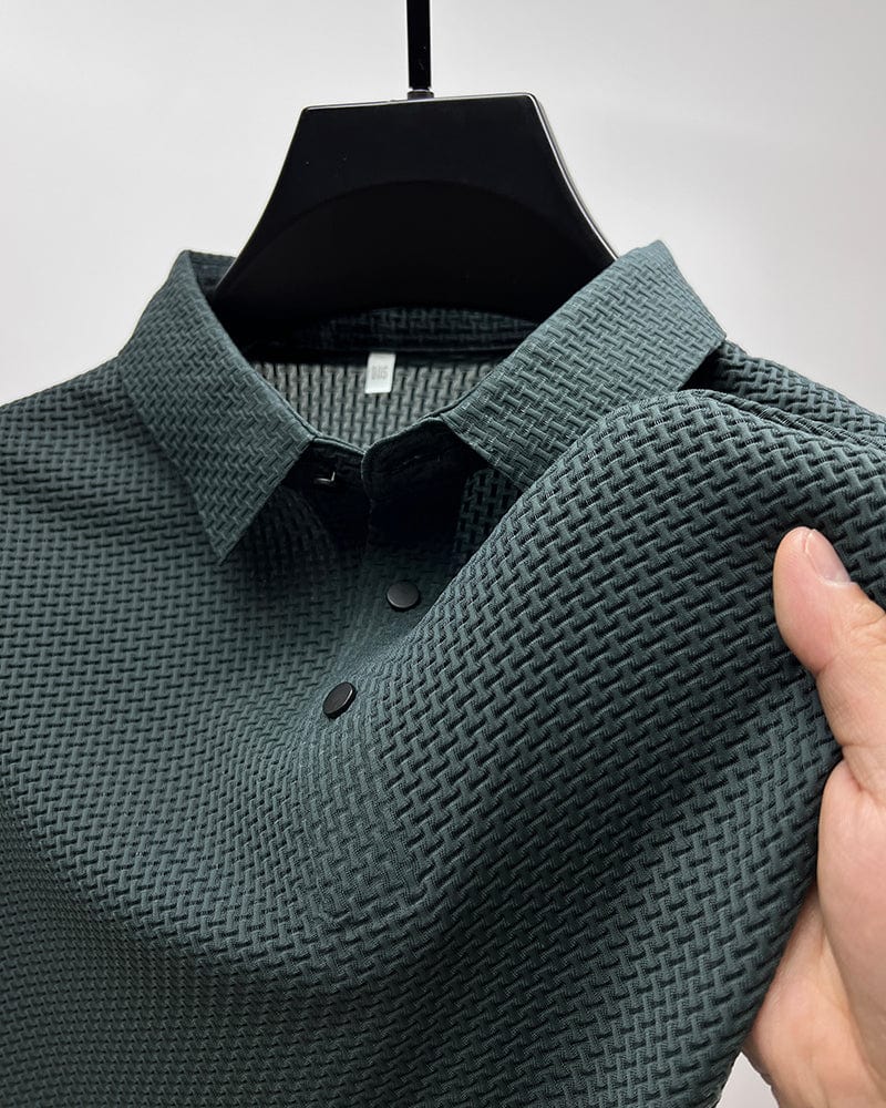 Texturiertes klassisch geschnittenes Herren-Poloshirt