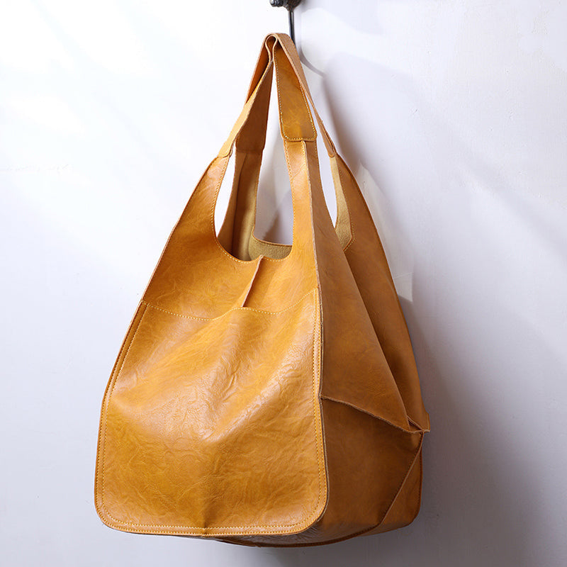 Oversized Leder-Weekender-Handtasche